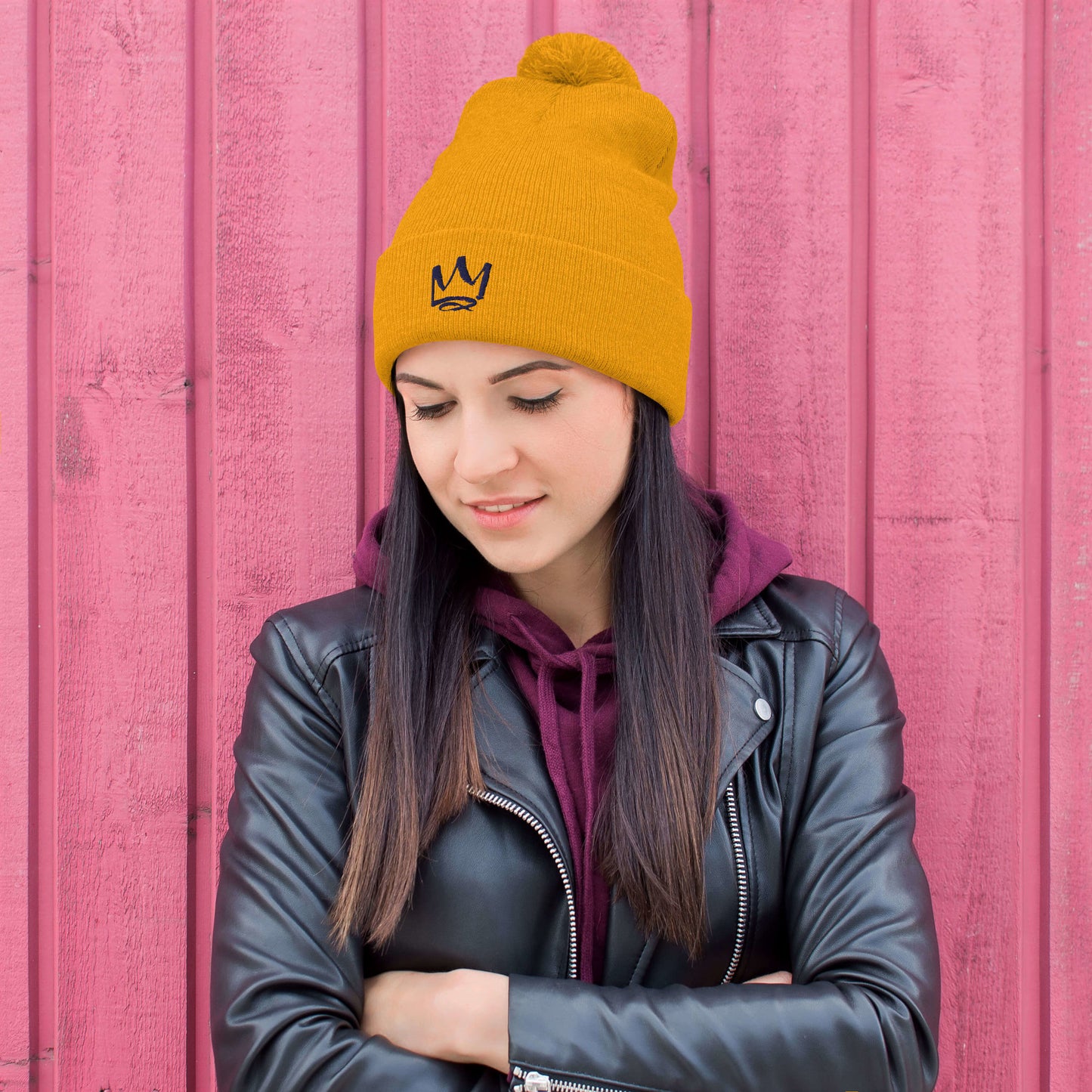 Worthfulness Crown Toque Beanie with Pom-Pom